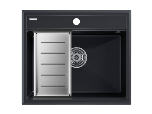 Кухонная мойка + коландер Paulmark PM115951-BLM+A375-BS 60х50 цвет черный